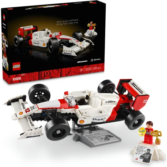 LEGO® ICONS Mclaren Mp4/4 ve Ayrton Senna 10330 - Araç Tutkunu Yetişkinler Için Koleksiyonluk Yaratıcı Model Araba Yapım Seti (693 Parça)