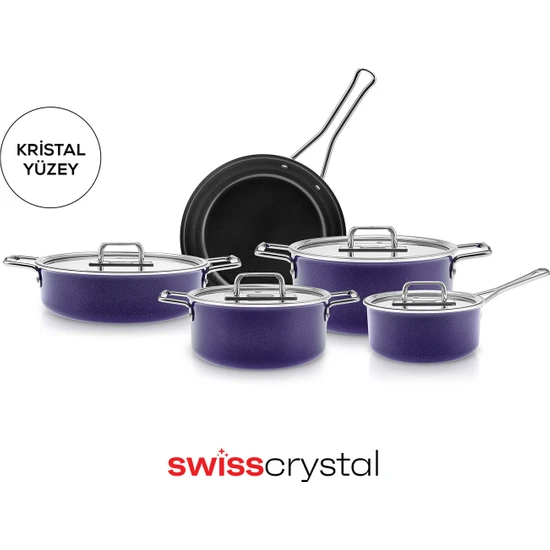 Karaca Swiss Crystal Mastermaid 9 Parça Tencere Seti Crape Purple