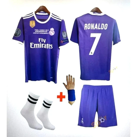 Grancoupe Real Madrid Cristiano Ronaldo 2017/18 Sezon Turkuaz Mavisi Çocuk Futbol Forması 4'lü Set