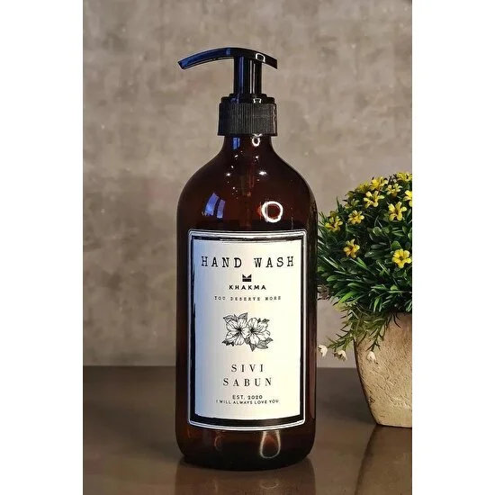 Khakma Modern Amber Cam Sıvı Sabun Şisesi 500 ml Sabunluk Hand Wash THWQBOS1B