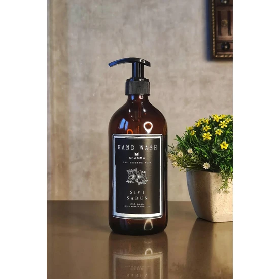 Khakma Khakm Amber Cam Sıvı Sabun Bulaşık Şişesi Sabunluk 500ML 1hwtekbosssiya
