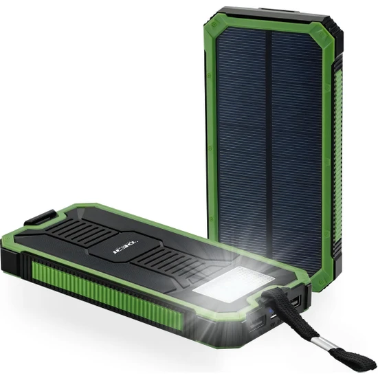 Deji Güneş Enerjili Solar Powerbank 10000mah Led Işıklı Taşınabilir Şarj Cihazı Yeşil