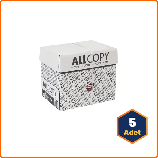 Allcopy A4 Fotokopi Kağıdı Beyaz 80 gr 5 Paket 2.500 sayfa