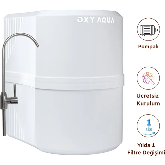 Oxy Aqua  15 Aşamalı Pompalı Çelik Su Tanklı Ph Alkali Mineral Filtreli Su Arıtma Cihazı