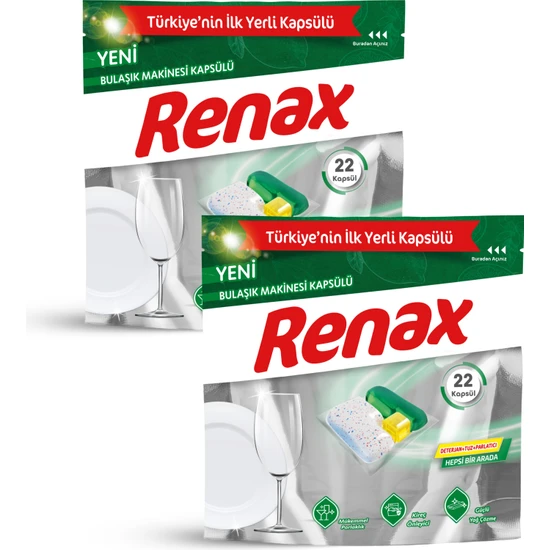 Renax Bulaşık Makinesi Kapsülü 22 Adet x 2 Paket