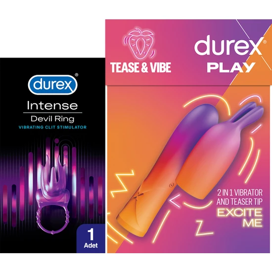 Durex 2'Si 1 Arada Vibratör Ve Uyarıcı Başlık + Durex Intense Devil Ring Titreşimli Halka