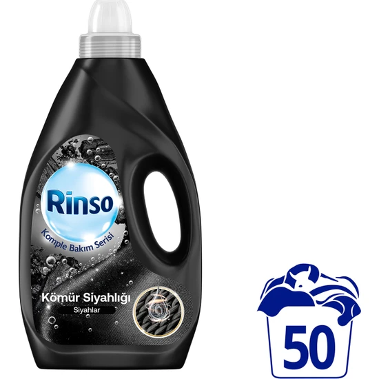 Rinso Sıvı Çamaşır Deterjanı Kömür Siyahlığı Siyahlar İçin Komple Bakım Serisi 3L