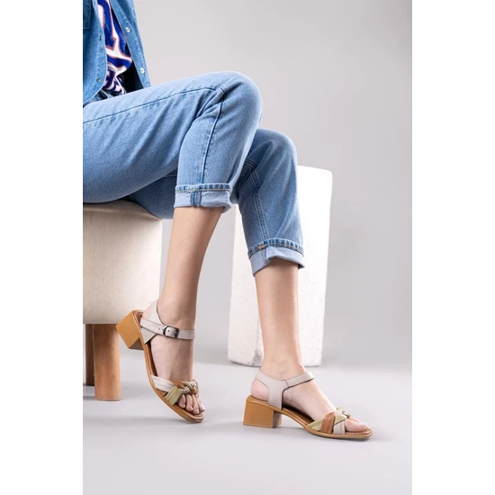 Getcho Folit Taş Hakiki Deri Kadın Topuklu Ayakkabı