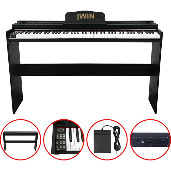 Jwin Sdp-92 Tuş Hassasiyetli 88 Tuşlu Kapaklı Dijital Piyano - Siyah