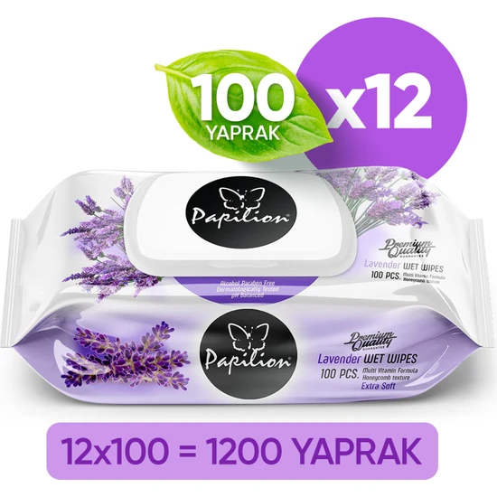 Papilion Premium Lavanta Özlü Ekstra Soft Islak Havlu 100X12 - 1200 Yaprak