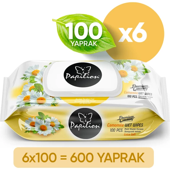 Papilion Premium Papatya Özlü Ekstra Soft Islak Havlu 100X6 - 600 Yaprak