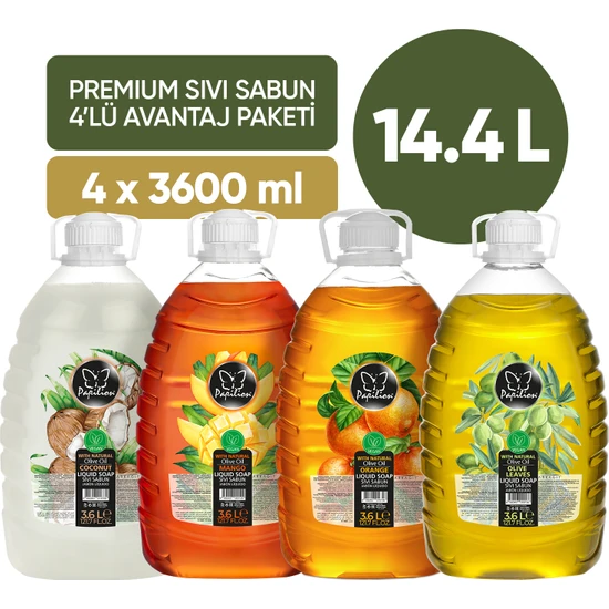 Papilion Premium Sıvı Sabun 4'lü Avantaj Paketi - 4 x 3600 ml