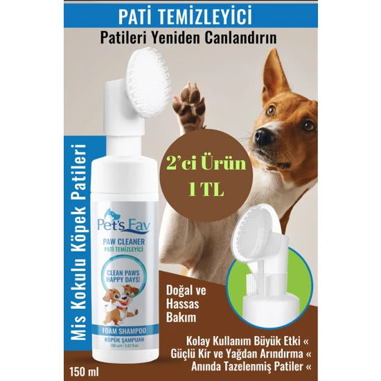 Pets Fav Köpek Hızlı ve Pratik Pati Temizleyici Organik ve Doğal Kuru Köpük Şampuanı Özel Fırçalı Başlık