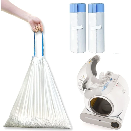 Haustier Otomatik Kedi Tuvaleti Büzgülü Çöp Poşeti 30 ADET(2X15 Adet, 50MM x 46MM)