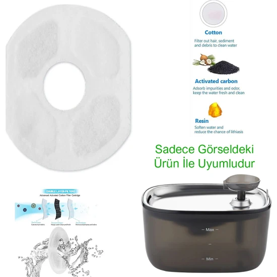Petsi Su Pınarı Aktif Karbon Yedek Filtre 4 Adet (Kiwi KPF-10555 Uyumlu)