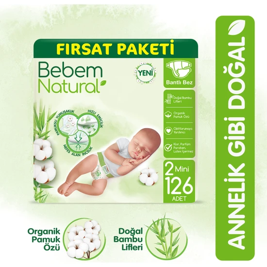 Bebem Natural Bebek Bezi 2 Beden Mini Fırsat Paketi 126 Adet