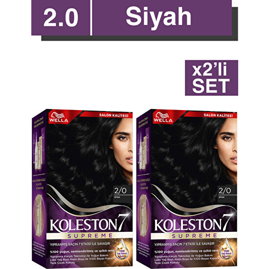 Wella Koleston Supreme Saç Boyası 2/0 Siyah X2' Li Set
