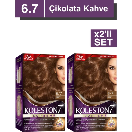 Wella Koleston Supreme Saç Boyası 6/7 Çikolata Kahve X2'li Set