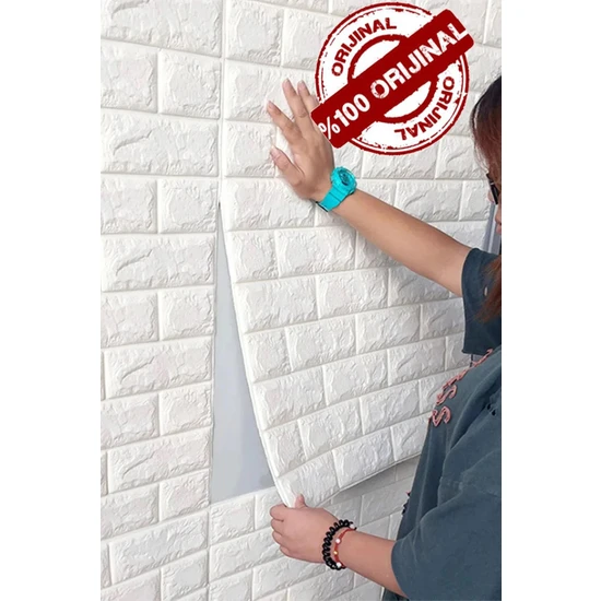 Bien Duvar Kağıtları 70X7 cm Beyaz 3D Dekoratif Kendinden Yapışkanlı Esnek Duvar Kağıdı Kaplama Paneli Köpük