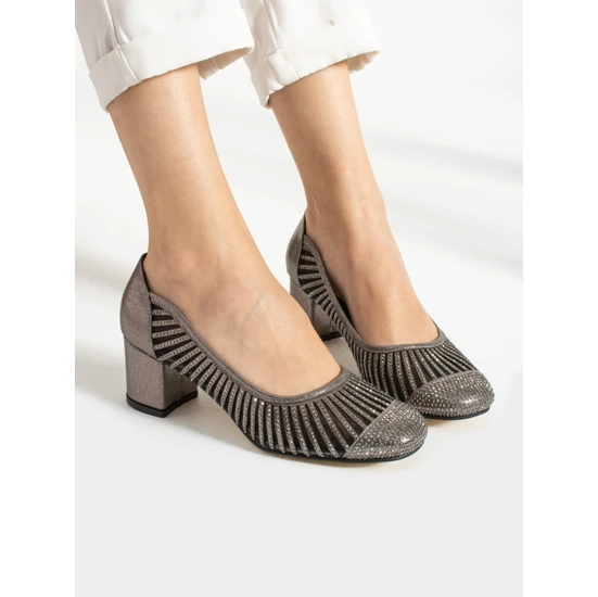 Alemdar Shoes Jawed Platin Taş Detay Kadın Abiye Ayakkabı