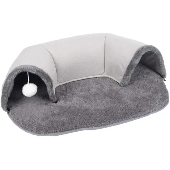 Kilinmoli Kedi Tünel Yatağı - Çift Kullanımlı Oynanabilir ve Uyunabilir U Şeklinde Tünel ve Eğlenceli Asma Top ile Çıkarılabilir ve Yıkanabilir (Yurt Dışından)