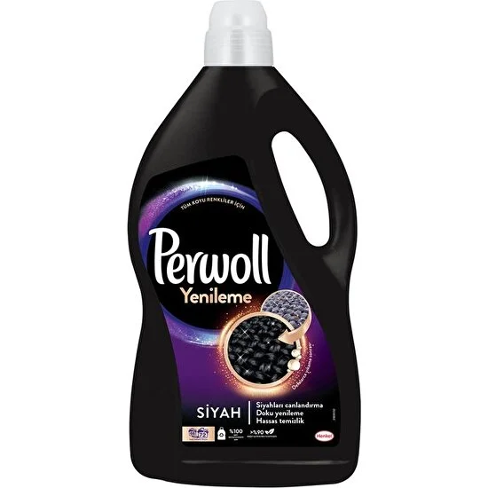 Perwoll Hassas Bakım Sıvı Çamaşır Deterjanı 3.96L (72 Yıkama) Siyah Yenileme