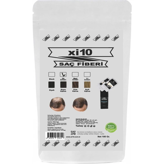 xi10 Koyu Kahve 300 Gr. Hair Fiber Ekonomik Boy Saç Tozu Topik