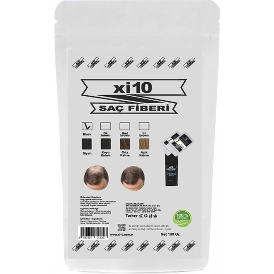 xi10 Siyah 300 Gr. Hair Fiber Ekonomik Boy Saç Tozu Topik