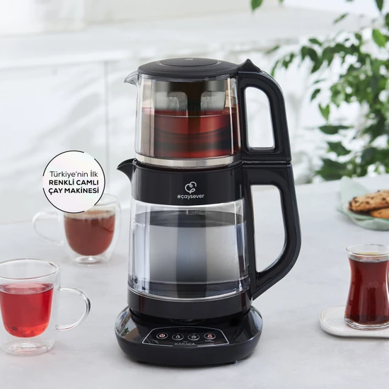 Karaca Çaysever 3 in 1 Konuşan Renkli Camlı Çay Makinesi Agate