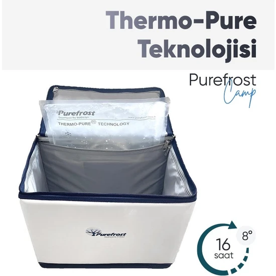 Purefrost Katlanabilir Elektriksiz Buzsuz Soğutucu Buzluk Termos Outdoor Çanta/6 Adet Termo-Pure Paket