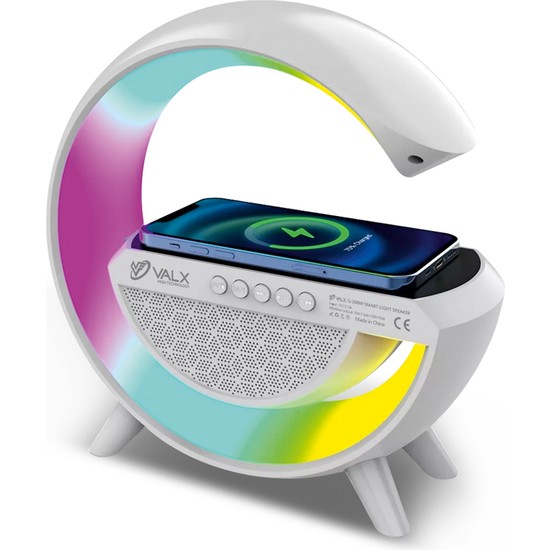 Valx Gece Lambalı Hoparlör 15 W Beyaz Renkli Kablosuz Bluetooth 5.2 ile Parti Işığı Özellikli
