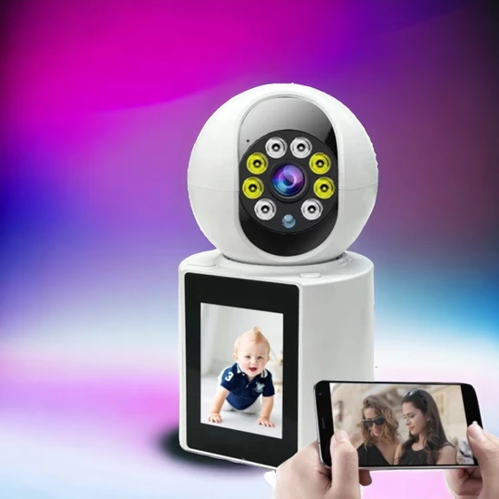 Wificam Ekranlı Görüntülü Görüşmeli Akıllı Kamera Ev-Işyeri-Ofis-Bebek-Yaşlı Hasta Kamerası