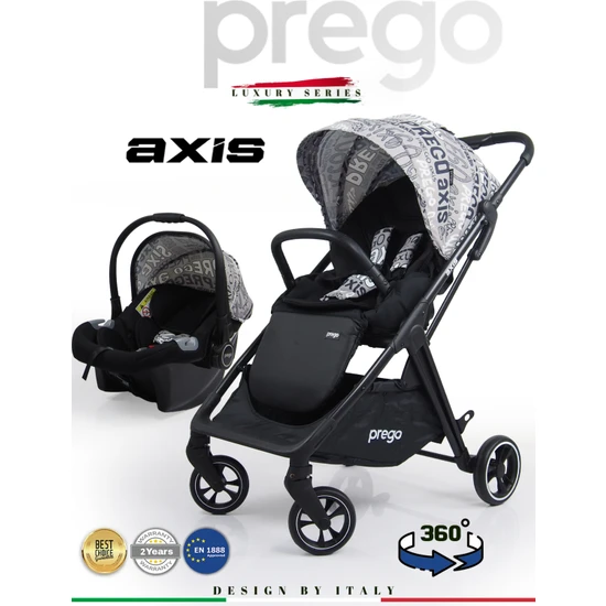 Prego Axis 360 Derece Dönebilen Oturma Üniteli Çift Yönlü Bebek Arabası Puset