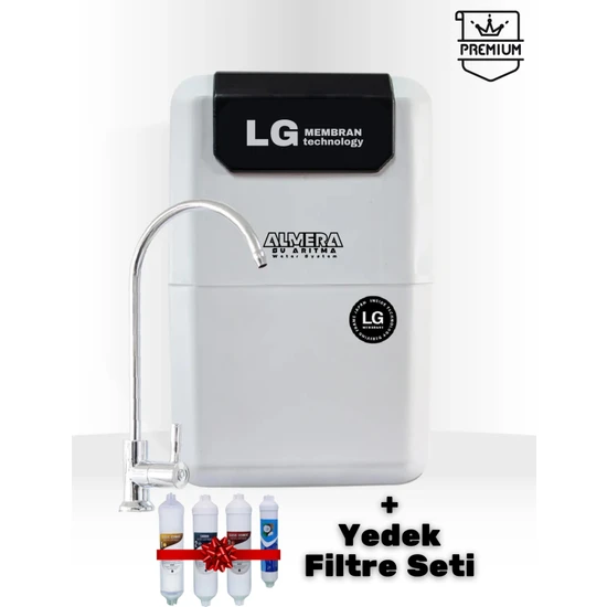 LG CHEM Premium Su Arıtma Robotu Çelik Tank Mineral Filtre Lüx Musluk + Yedek Filtre Seti