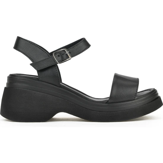 Ziya Kadın Deri Topuklu Sandalet 141992Z68002 Siyah