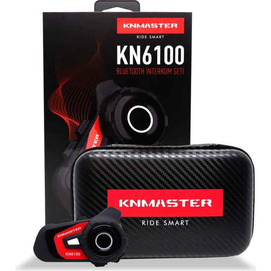 Knmaster KN6100 Bluetooth Intercom Kulaklık Seti Çantalı (Kırmızı)