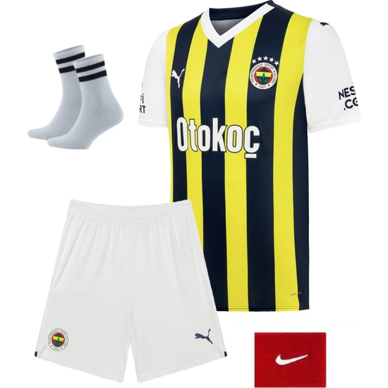 Pupa Yelken Fenerbahçe 2023/24 Yeni Sezon Çocuk Çubuklu Forması 4lü Set