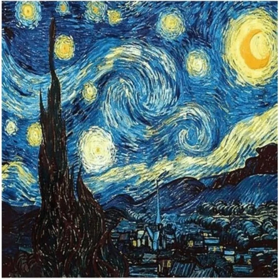 Movas Sanat Van Gogh - Yıldızlı Gece | Elmas Mozaik Tablo | Mozaik Puzzle | 60x60 | E20203657