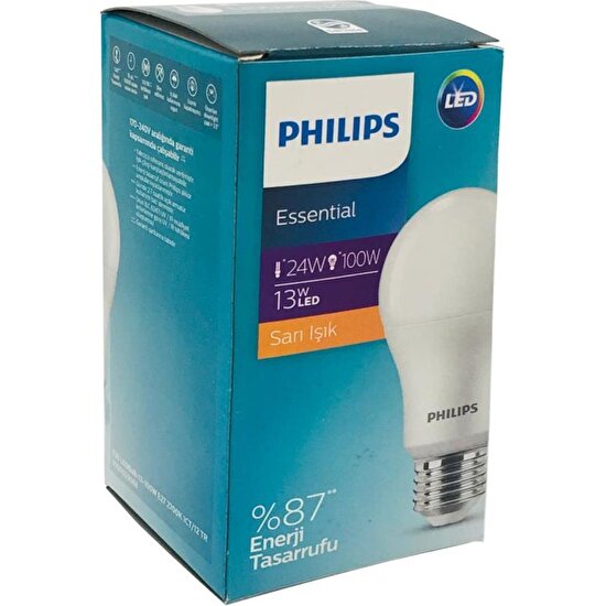 Philips 13W (90W) LED Ampul Sarı Işık 3000K E27 Duy