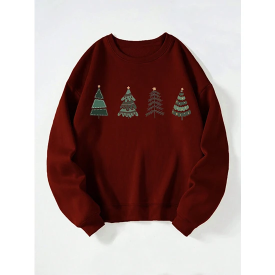 Ginevra Unisex Christmas Tree Baskılı Oversize Sweatshirt