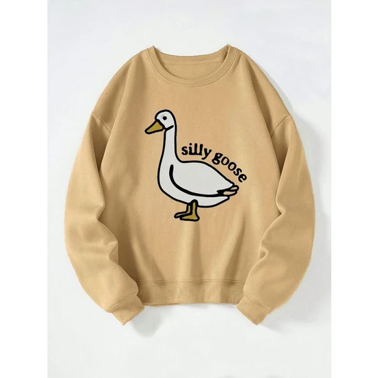 Ginevra Kadın Silly Goose Baskılı Oversize Sweatshirt