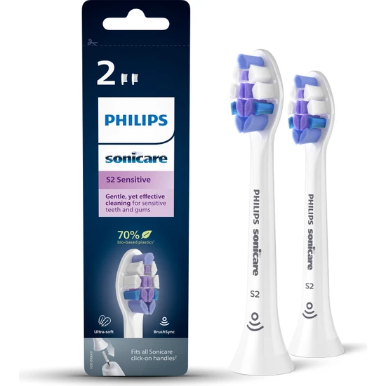 Philips Sonicare Şarjlı Diş Fırçası 2'li Hassas Yedek Başlık - Beyaz HX6052/10