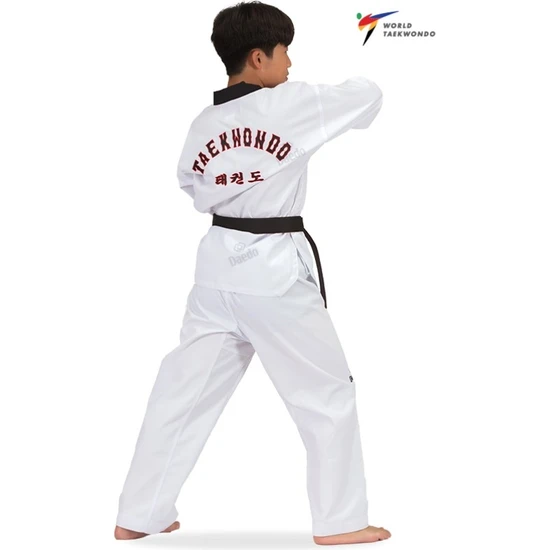 Daedo Taekwondo Elbisesi Siyah Yaka Nakışlı WTF Onaylı