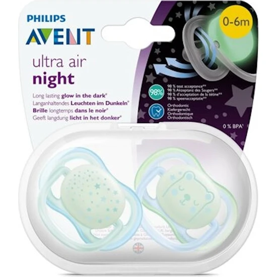 Philips Avent Ultra Air Night Karanlıkta Parlar Gece Emziği 0-6 ay Erkek