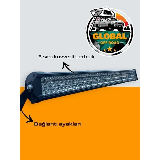 Global Offroad Geceyi Gündüz Eden 3 Sıra LED Bar Aydınlatma Unıversal