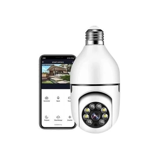 Periboia Wifi 360 Panoramik Ampul Kamera Gece Görüş Ses Akıllı Hareket Algılayıcı