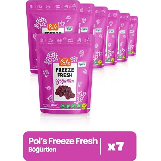 Pol's Freeze Fresh Böğürtlen 20 g x7 Adet Freeze Dry Dondurularak Kurutulmuş Meyve
