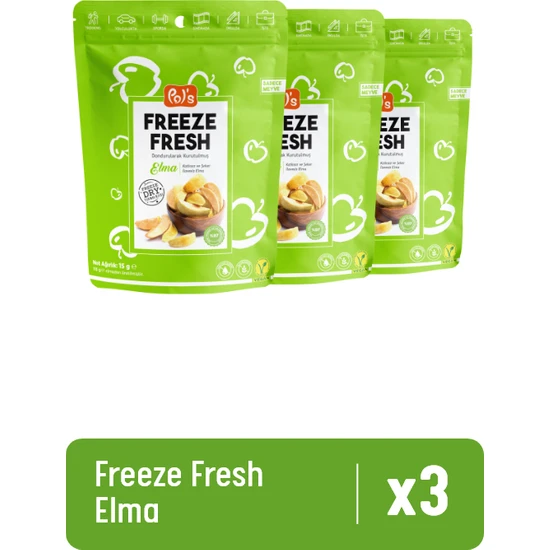 Pol's Freeze Fresh Elma 3 adet x 15 g Dondurularak Kurutulmuş Meyve