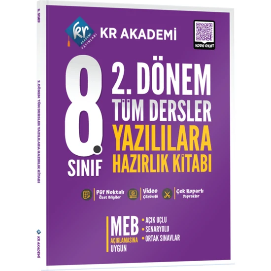 Kr Akademi Yayınları  8. Sınıf 2. Dönem Tüm Dersler Yazılılara Hazırlık Kitabı