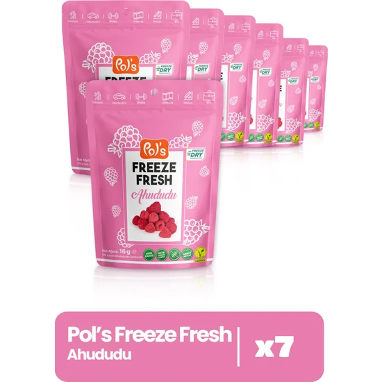 Pol's Freeze Fresh Ahududu 16 g x 7 Adet Freeze Dry Dondurularak Kurutulmuş Meyve